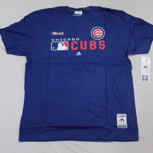Majestic Other - Majestic Men Blue Tee Shirt Chicago Cubs Triple Peak MLB Size XL
